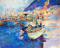 Shan Amrohvi, 30 x 36 inch, Acrylic on Canvas, Cityscape Painting, AC-SA-179